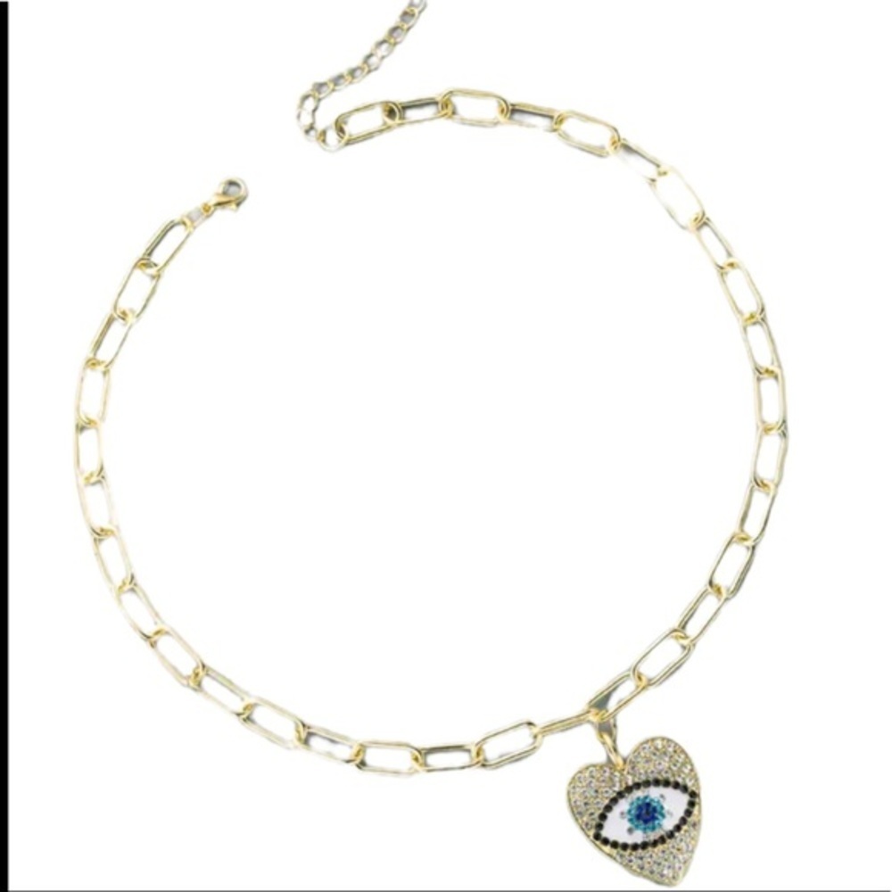 Swarovski Rae Golden Heart Eye Chain Necklace 21.5” length New - Picture 2 of 4